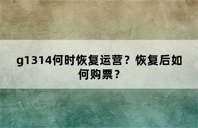 g1314何时恢复运营？恢复后如何购票？