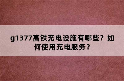 g1377高铁充电设施有哪些？如何使用充电服务？