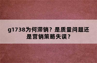 g1738为何滞销？是质量问题还是营销策略失误？