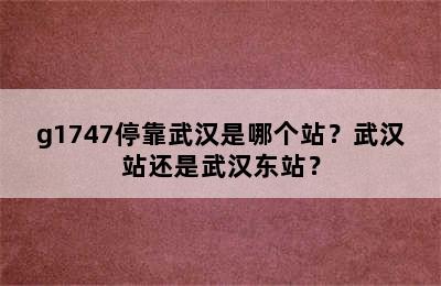 g1747停靠武汉是哪个站？武汉站还是武汉东站？