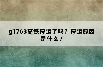 g1763高铁停运了吗？停运原因是什么？