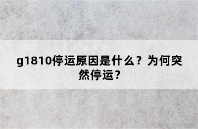 g1810停运原因是什么？为何突然停运？