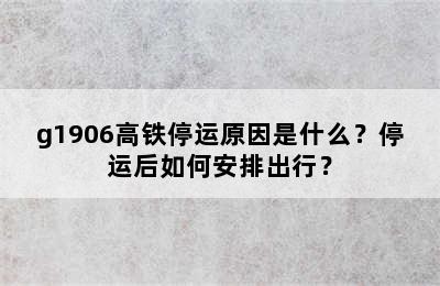 g1906高铁停运原因是什么？停运后如何安排出行？