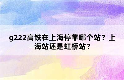 g222高铁在上海停靠哪个站？上海站还是虹桥站？