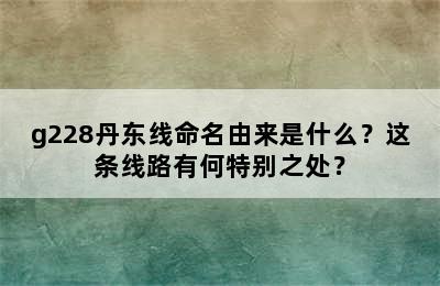 g228丹东线命名由来是什么？这条线路有何特别之处？