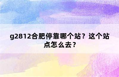 g2812合肥停靠哪个站？这个站点怎么去？