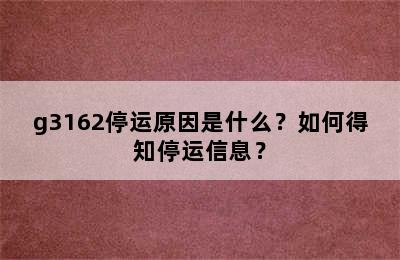 g3162停运原因是什么？如何得知停运信息？