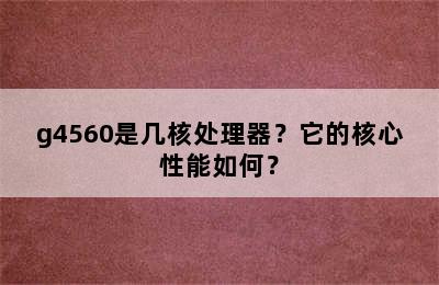 g4560是几核处理器？它的核心性能如何？