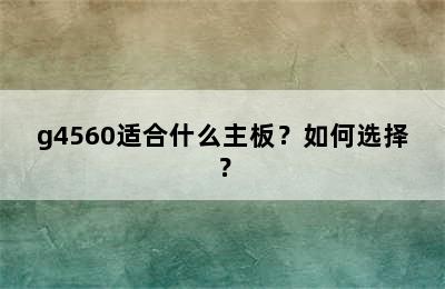 g4560适合什么主板？如何选择？