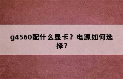 g4560配什么显卡？电源如何选择？