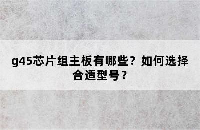 g45芯片组主板有哪些？如何选择合适型号？