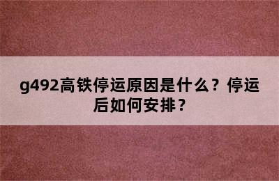 g492高铁停运原因是什么？停运后如何安排？