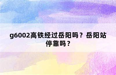 g6002高铁经过岳阳吗？岳阳站停靠吗？