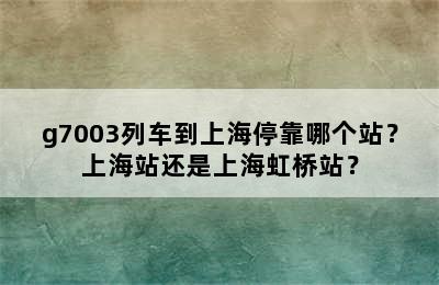 g7003列车到上海停靠哪个站？上海站还是上海虹桥站？