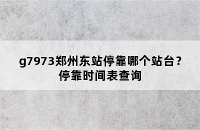 g7973郑州东站停靠哪个站台？停靠时间表查询
