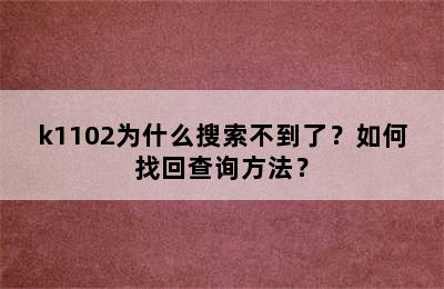 k1102为什么搜索不到了？如何找回查询方法？