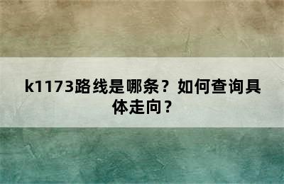 k1173路线是哪条？如何查询具体走向？