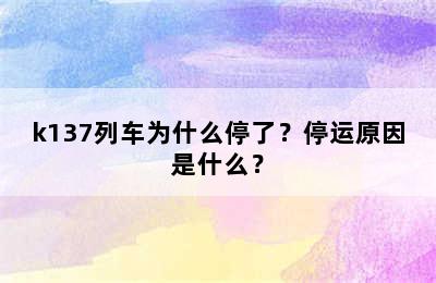 k137列车为什么停了？停运原因是什么？