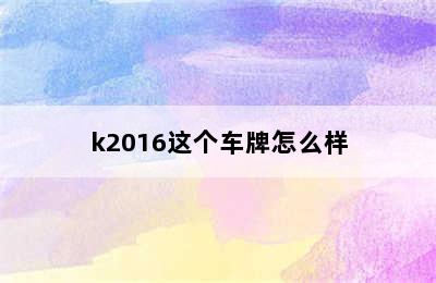 k2016这个车牌怎么样