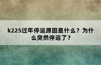 k225过年停运原因是什么？为什么突然停运了？