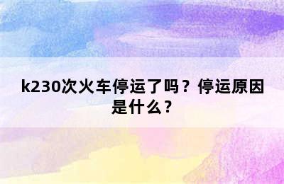 k230次火车停运了吗？停运原因是什么？