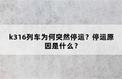 k316列车为何突然停运？停运原因是什么？