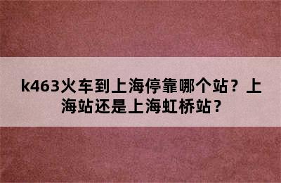 k463火车到上海停靠哪个站？上海站还是上海虹桥站？