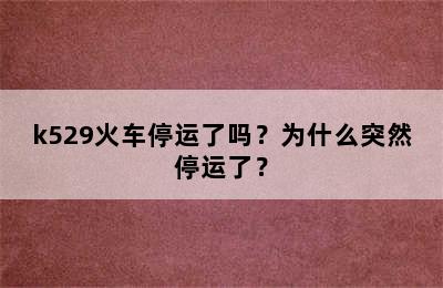 k529火车停运了吗？为什么突然停运了？