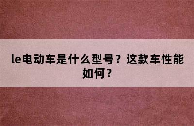 le电动车是什么型号？这款车性能如何？