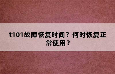 t101故障恢复时间？何时恢复正常使用？