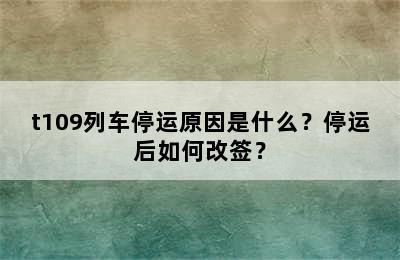 t109列车停运原因是什么？停运后如何改签？