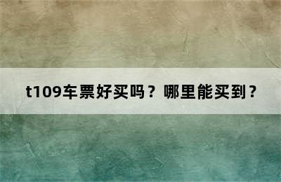 t109车票好买吗？哪里能买到？