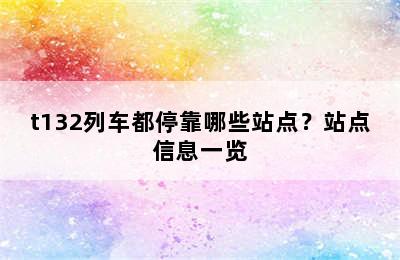 t132列车都停靠哪些站点？站点信息一览