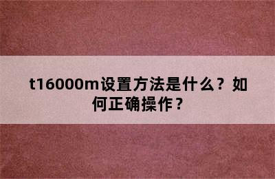 t16000m设置方法是什么？如何正确操作？