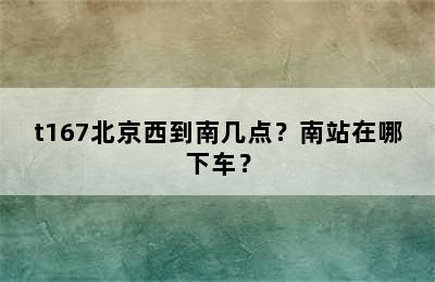 t167北京西到南几点？南站在哪下车？