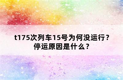 t175次列车15号为何没运行？停运原因是什么？