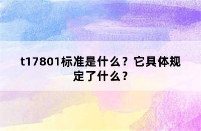 t17801标准是什么？它具体规定了什么？