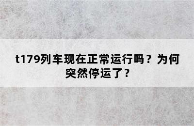 t179列车现在正常运行吗？为何突然停运了？