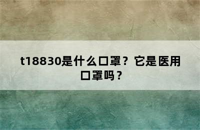 t18830是什么口罩？它是医用口罩吗？