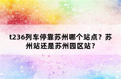 t236列车停靠苏州哪个站点？苏州站还是苏州园区站？