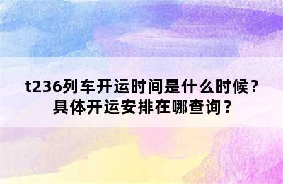t236列车开运时间是什么时候？具体开运安排在哪查询？