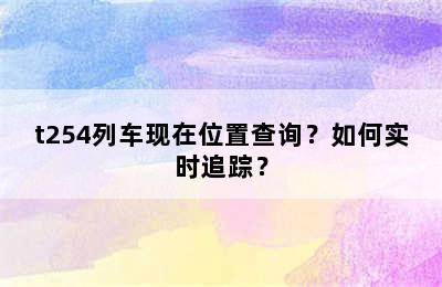t254列车现在位置查询？如何实时追踪？