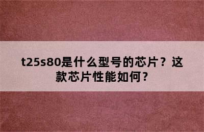 t25s80是什么型号的芯片？这款芯片性能如何？