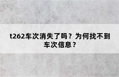 t262车次消失了吗？为何找不到车次信息？