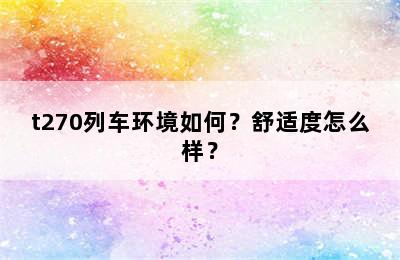 t270列车环境如何？舒适度怎么样？