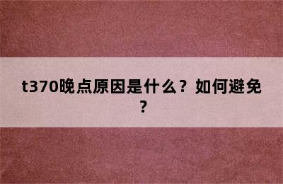t370晚点原因是什么？如何避免？