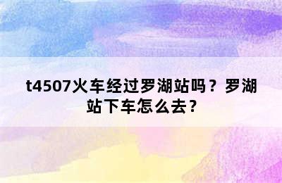 t4507火车经过罗湖站吗？罗湖站下车怎么去？