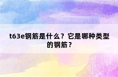 t63e钢筋是什么？它是哪种类型的钢筋？
