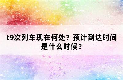t9次列车现在何处？预计到达时间是什么时候？