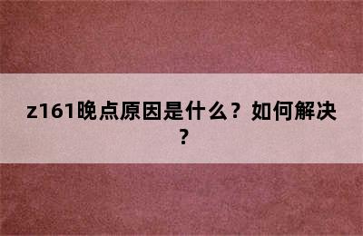 z161晚点原因是什么？如何解决？